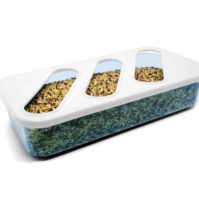 COMEDOURO PASSARO PLASTICO COM TAMPA GRANDE 600ML