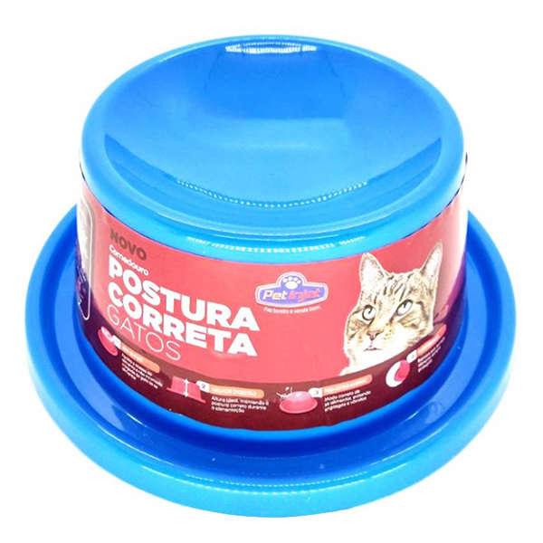 COMEDOURO POSTURA CORRETA GATO AZUL 1UND