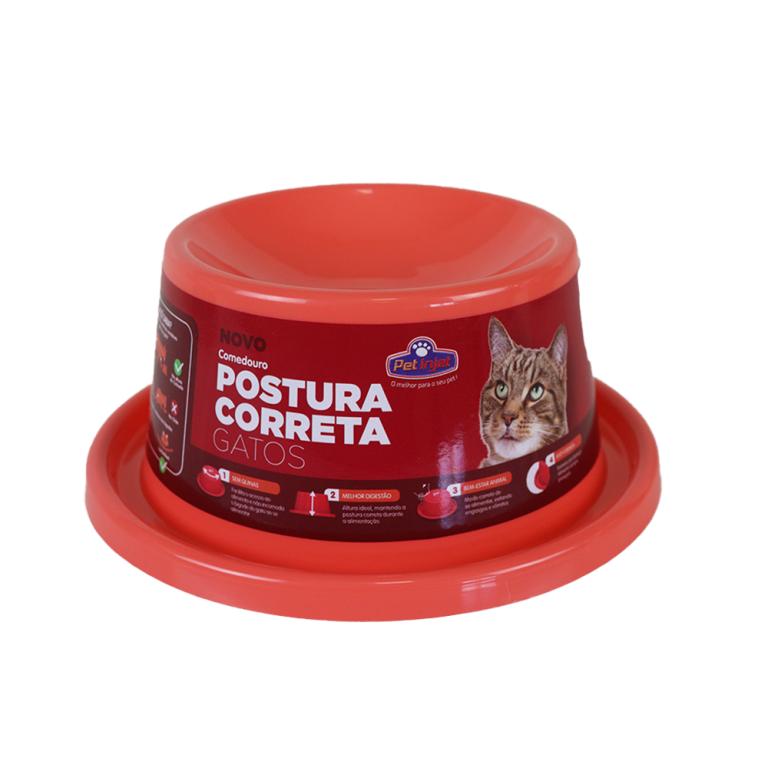 COMEDOURO POSTURA CORRETA GATO LARANJA