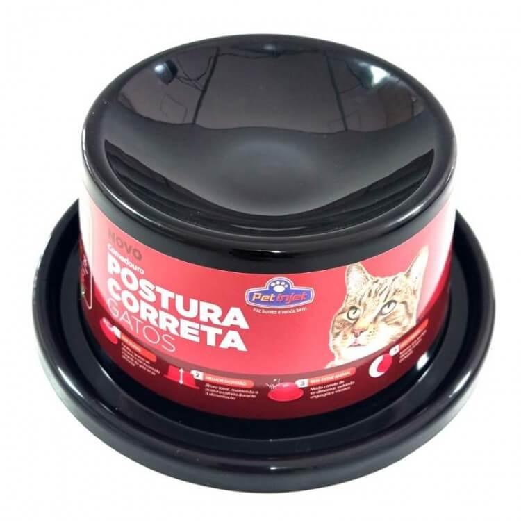 COMEDOURO POSTURA CORRETA GATO PRETO 1UND