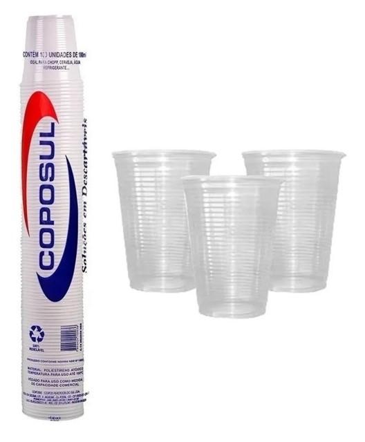 COPO DESCARTAVEL AGUA 200ML CANUDO 100UND