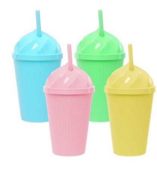 COPO PLASTICO COM TAMPA CANUDO 450ML 1UND (6X)