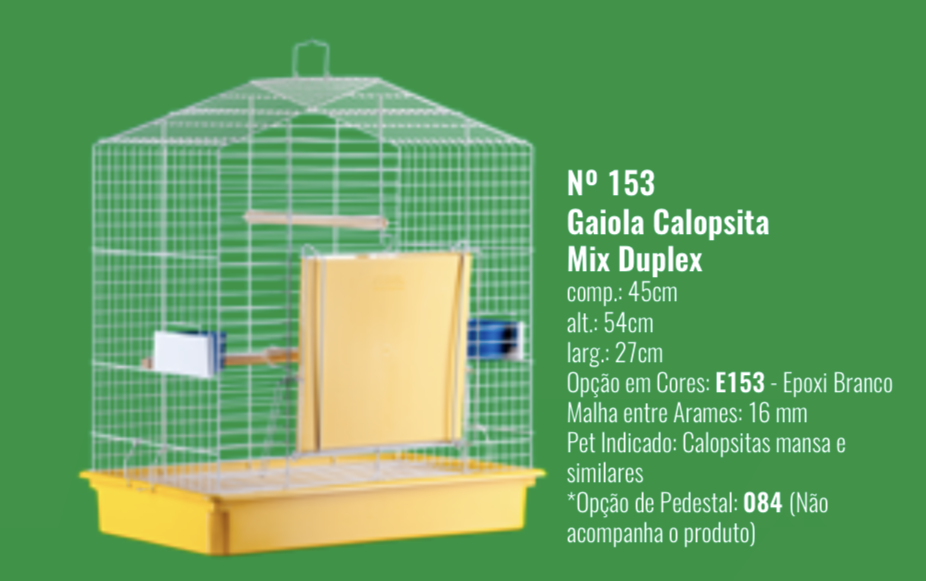 GAIOLA CALOPSITA MIX DUPLEX EPOX E153