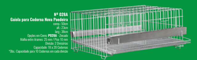 GAIOLA CODORNA P028A