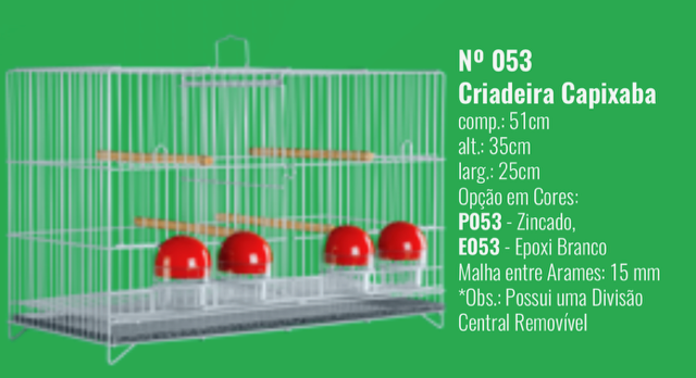 GAIOLA CRIADEIRA CAPIXA PRATA P053