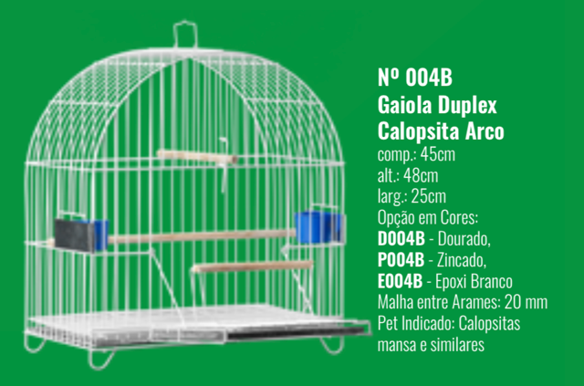 GAIOLA DUPLEX CALOPSITA ARCO P004B