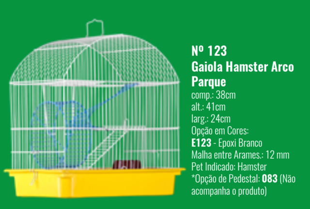 GAIOLA HAMSTER ARCO PARQUE EPOX EP 123 41.5AX41LX26.5C