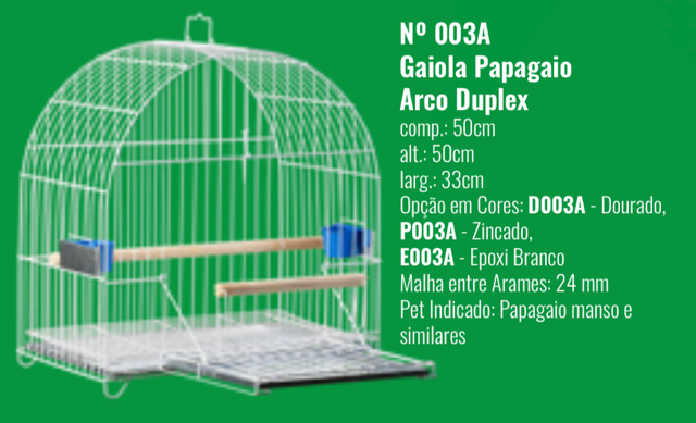 GAIOLA PAPAGAIO ARCO DUPLEX P003A