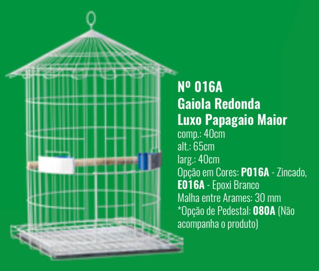 GAIOLA REDONDA LUXO PAPAGAIO MAIOR P016A