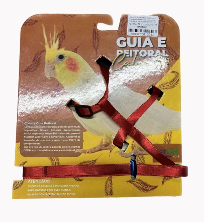 GUIA PEITORAL CALOPSITA VERMELHA TRADI