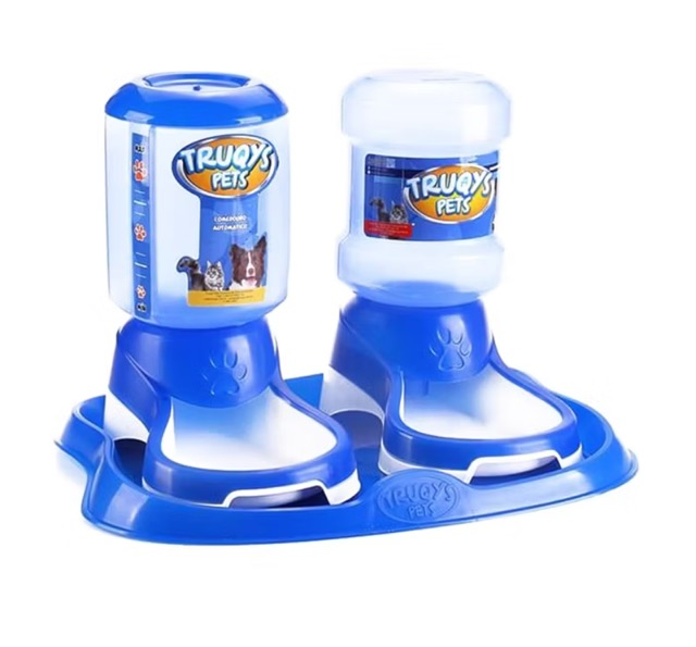 KIT COMEDOURO BEBEDOURO AZUL TRUQYS