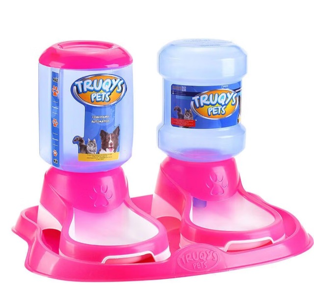 KIT COMEDOURO BEBEDOURO ROSA TRUQYS