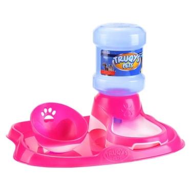 KIT COMEDOURO BEBEDOURO ROSA TRUQYS