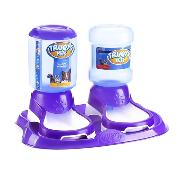 KIT COMEDOURO BEBEDOURO ROXO TRUQYS