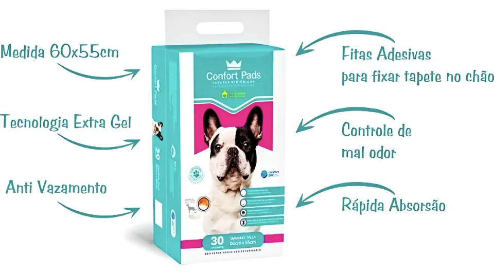 TAPETE HIGIENICO CONFORT PADS 55X60CM 30UND