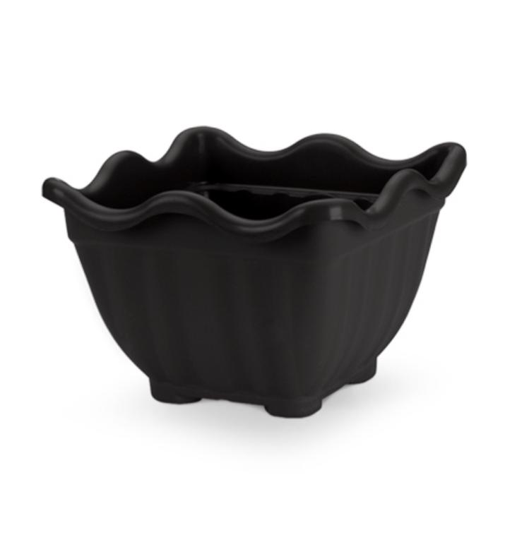 VASO QUADRADO FLORES GRANDE PRETO 6LTS 30X19.5CM