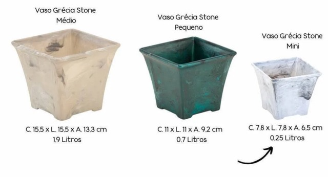 VASO QUADRADO GRECIA STONE MEDIO 15.5X13CM
