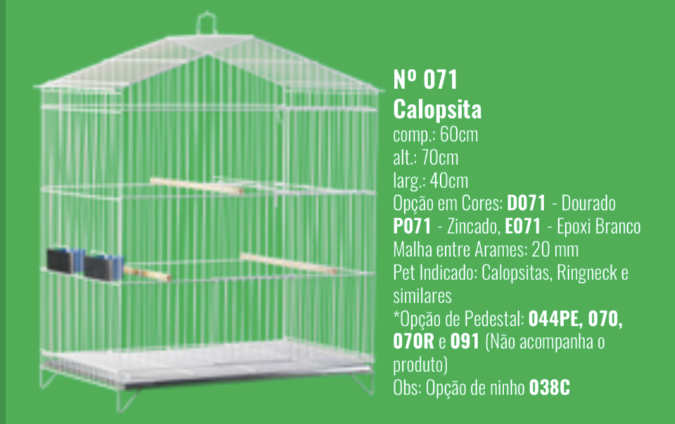 VIVEIRO CALOPSITA P071