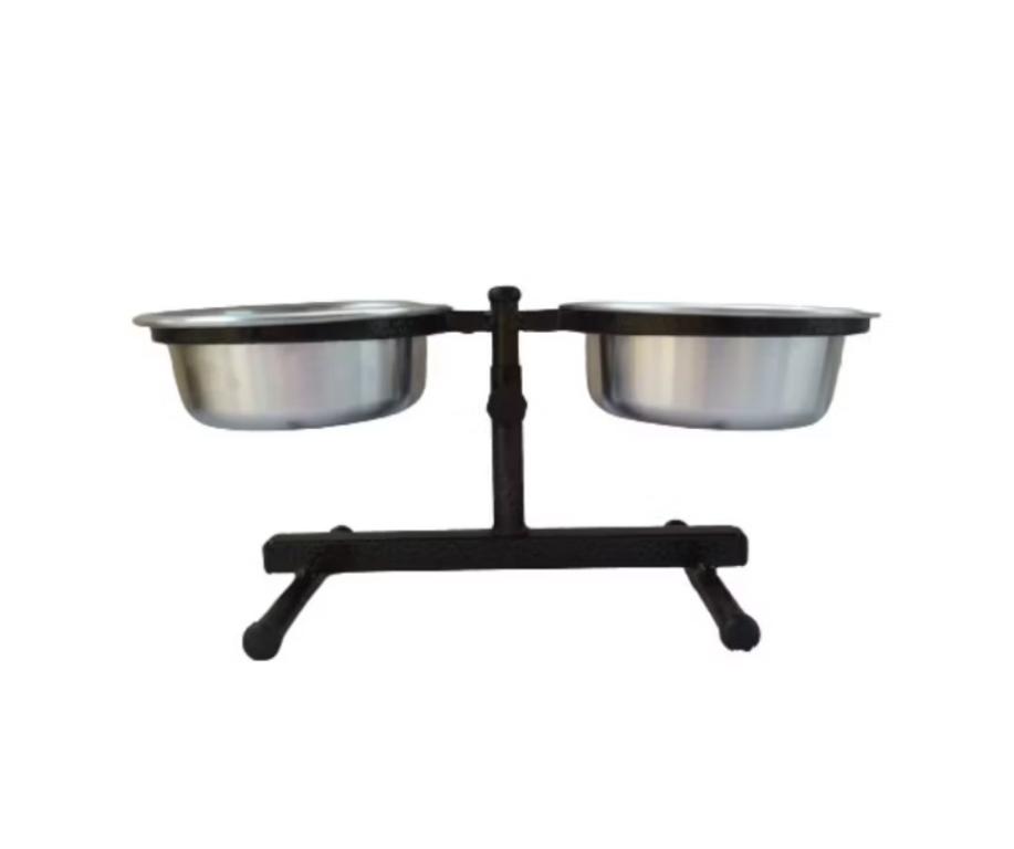 COMEDOURO DUPLO REGULAVEL GRANDE PRETO