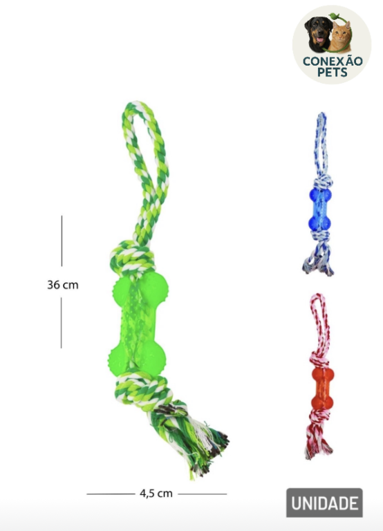 BRINQ CORDA OSSO BORRACHA 36CM