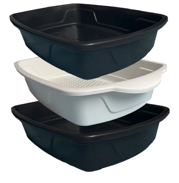 BANDEJA FURBA P/GRANU BLACK 3PC 48X33X9CM