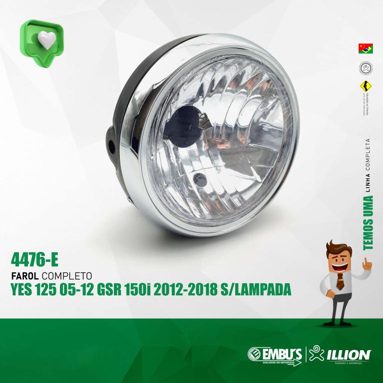 FAROL COMPLETO YES 125 05-12 GSR 150i 2012-2018 S/LAMPADA