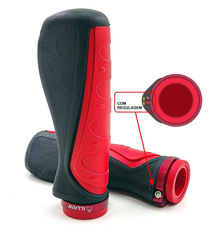 MANOPLA ERGONOMICA COM ANEL REGULAGEM VERMELHO COM PRETO EMBUS