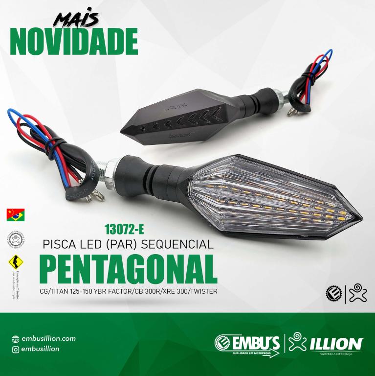 PISCA LED (PAR) MODELO PENTAGONAL LENTE OVAL SEQUENCIAL UNIVERSAL EMBUS