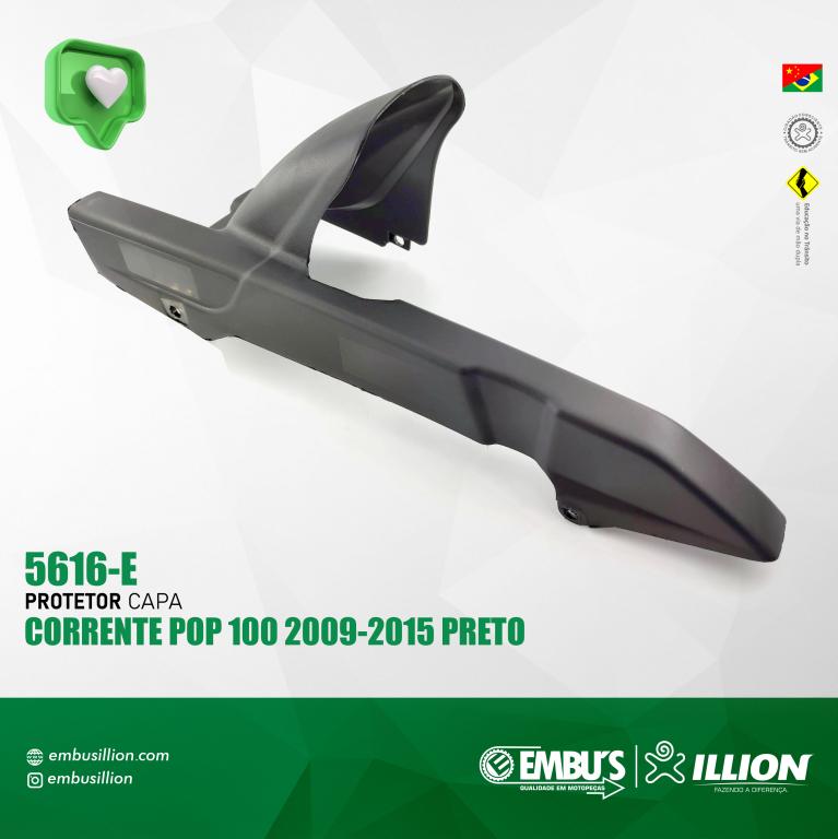 PROTETOR CAPA CORRENTE POP 100 2009-2015 PRETO EMBUS/BR
