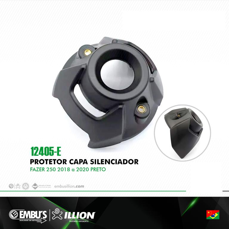 PROTETOR CAPA SILENCIADOR FAZER 250 2018-2020 PRETO EMBUS/BR