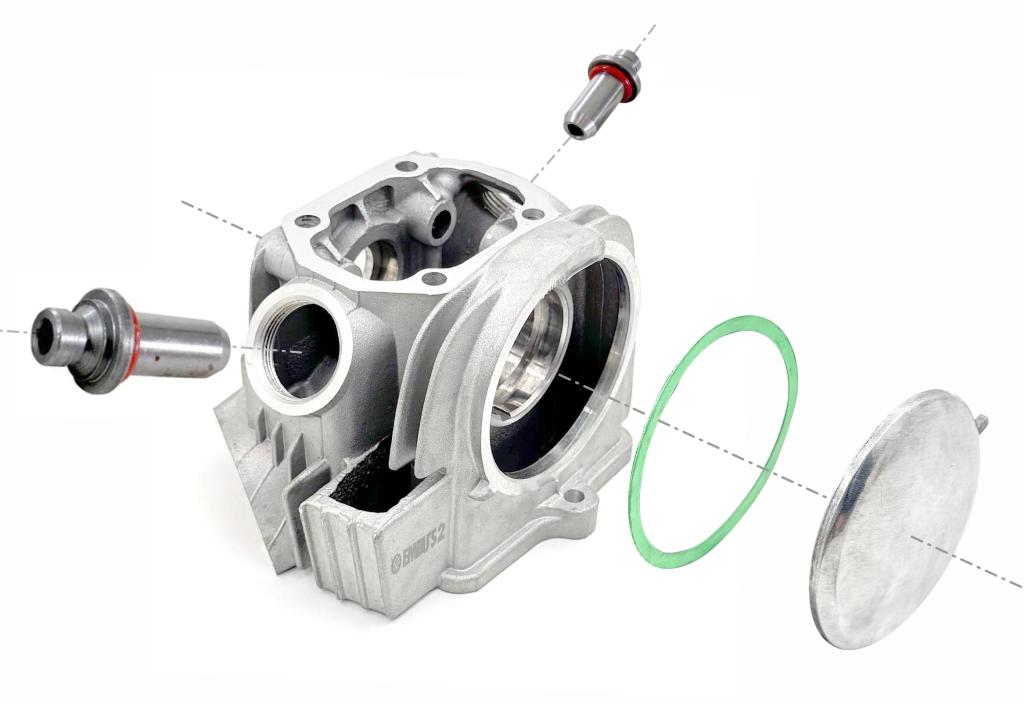 CABECOTE MOTOR BIZ 100 98-05 COM TAMPA CORRENTE COMANDO, JUNTA E GUIAS VALVULA EMBUS