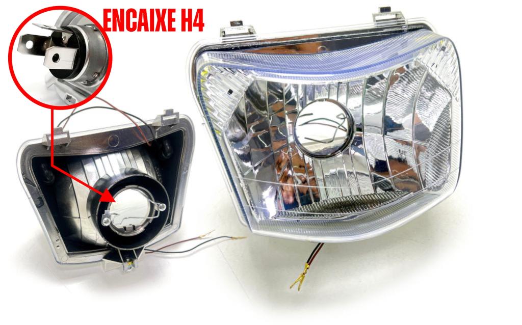 BLOCO OPTICO NXR 150 BROS 2009-2012/NXR 125 09-14/POP 100 2007-2015 lampada H-4 DRL EMBUS