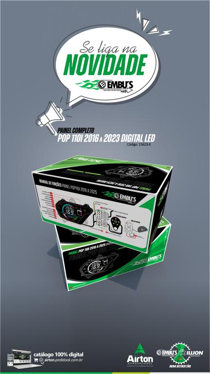 PAINEL COMPLETO POP 110i 2016-2023 DIGITAL LED (C/SENSOR, MARCADOR MACHA, BOIA COMBUSTIVEL, MARCADOR VELOCIDADE EMBUTIDO