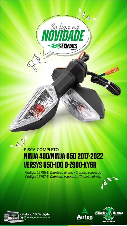 PISCA NINJA 400/NINJA 650 2017-2022/VERSYS 650-100 0-Z900-XY6R DE/TD CRISTAL CONECTOR CINZA EMBUS