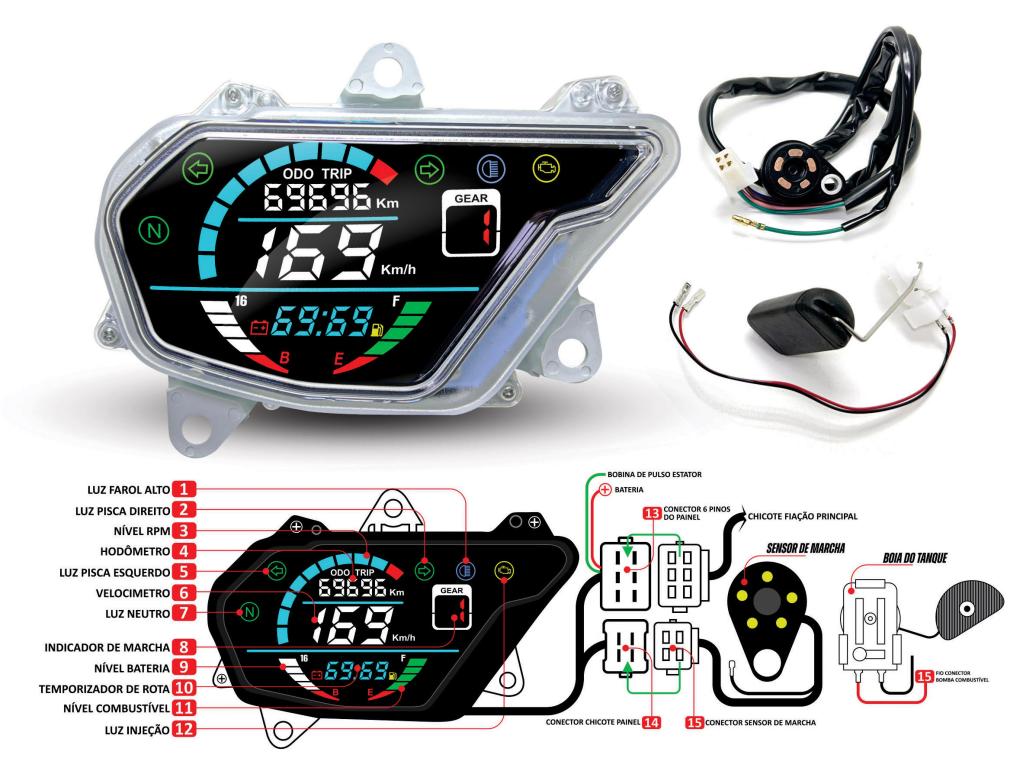 PAINEL COMPLETO POP 110I 2016-2023 DIGITAL LED (LE NTE FUMÊ - BLACKOUT) EMBUS