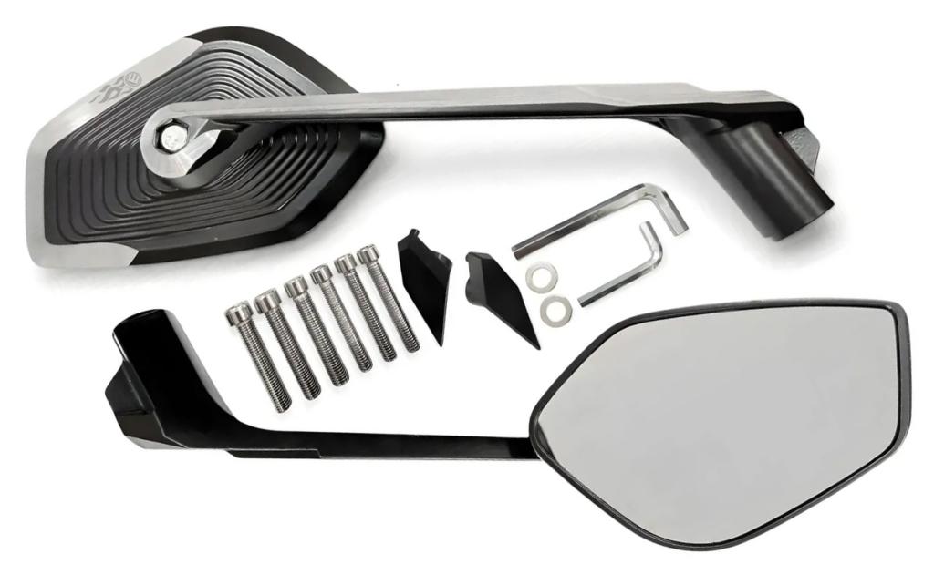 RETROVISOR BMW R1300GS/R1250GS/R1200GS/S1000XR 24-26/F900R/ADV F800GS/F700GS 18-26 CROMADO+PRETO LENTE ORIGINAL ADAPTAVE