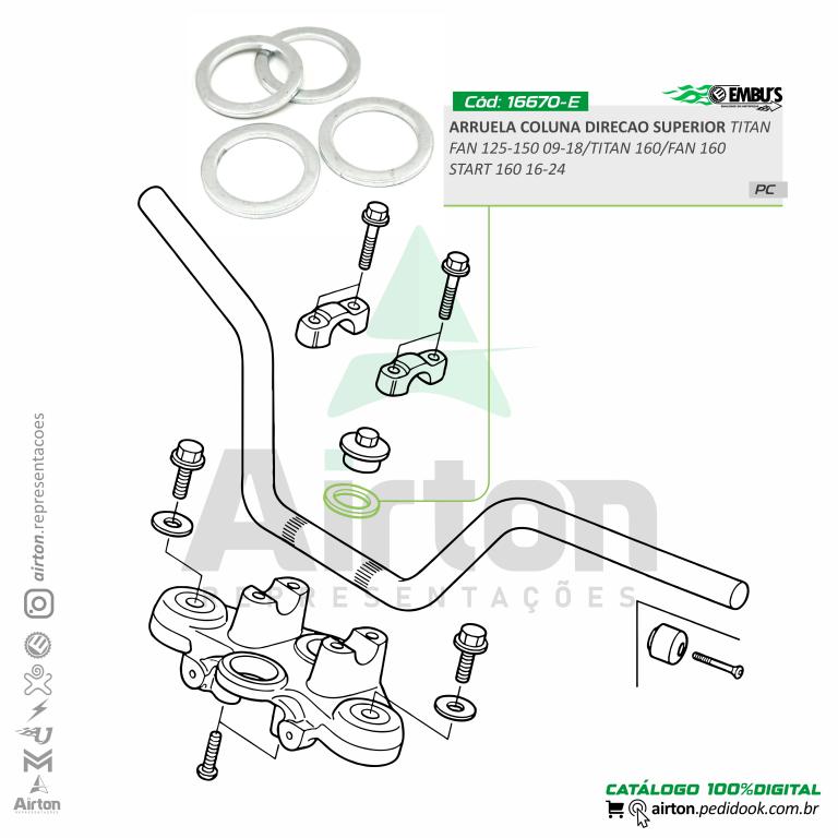 ARRUELA COLUNA DIRECAO SUPERIOR TITAN/FAN 125-150 09-18/TITAN 160/FAN 160/START 160 16-24 EMBUS