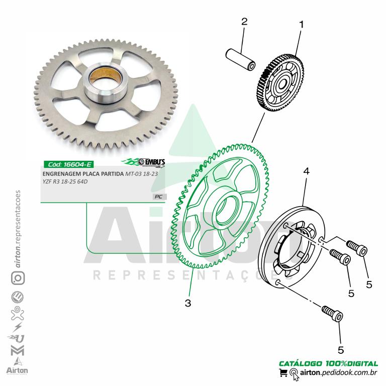 ENGRENAGEM PLACA PARTIDA MT-03 19-25/YZF R3 18-25 64D EMBUS