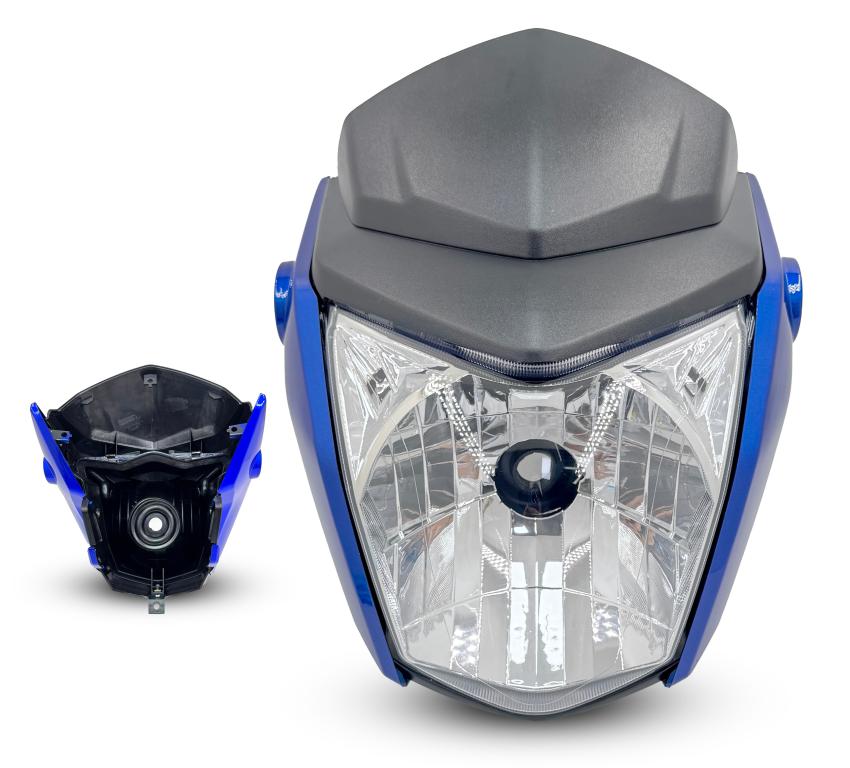 FAROL COMPLETO TITAN 150 14-15 C/BAN. AZUL/MET. S/LAMP. NOVIDADE