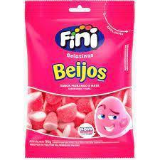 BALA FINI GELATINA BEIJOS MORANGO  12X80G