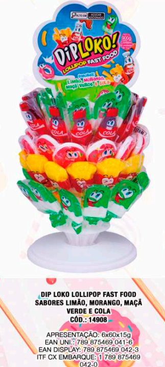 DIPLOKO LOLLIPOP FAST FOOD 60X15G