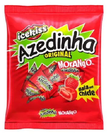 BALA DURA ICEKISS CHICLE MORANGO 400GR