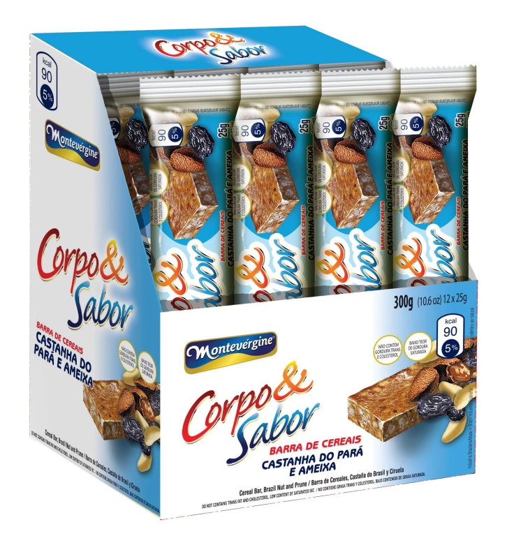 BARRAS DE CEREAIS CORPO E SABOR CASTANHA PARA E AMEIXA DISPLAY 12X25GR