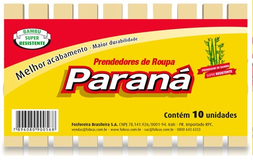 PRENDEDOR DE ROUPA BAMBU C/10UN