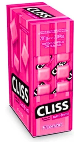CHICLE CLISS CARTELA SABOR TUTTI-FRUTTI