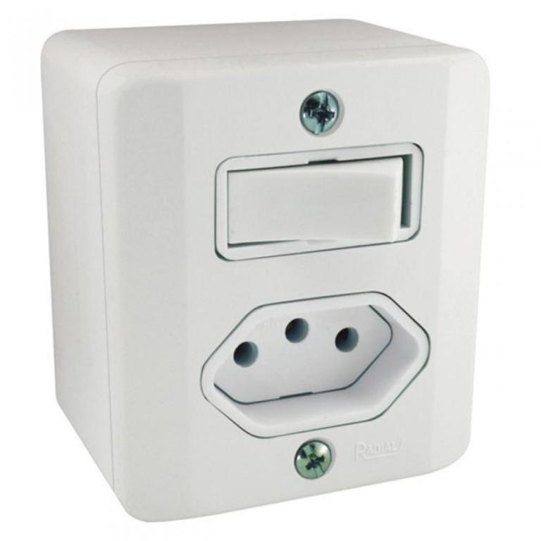 Interruptor simples + Tomada 10A sobrepor