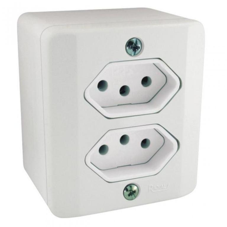 Tomada dupla 10A sobrepor