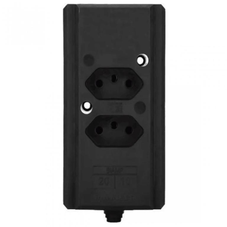 Regua 2 tomadas 20A preta sem fio