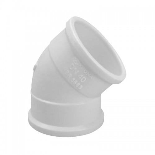 cotovelo branco 45 graus 40mm