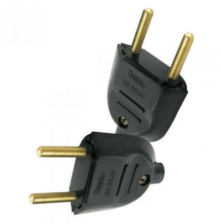 Plug macho 10A 2P preto